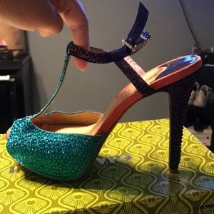 Multi colored rhinestone gianni binnin heels